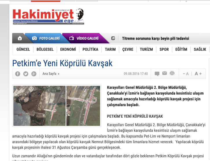 New Petkim Interchange Eases Traffic in Aliağa